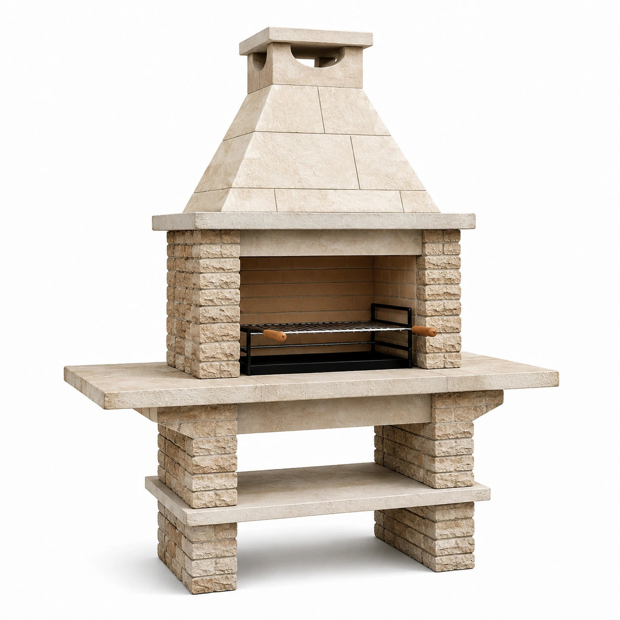 Barbecue in pietra refrattaria e mattone 142x76x200 cm