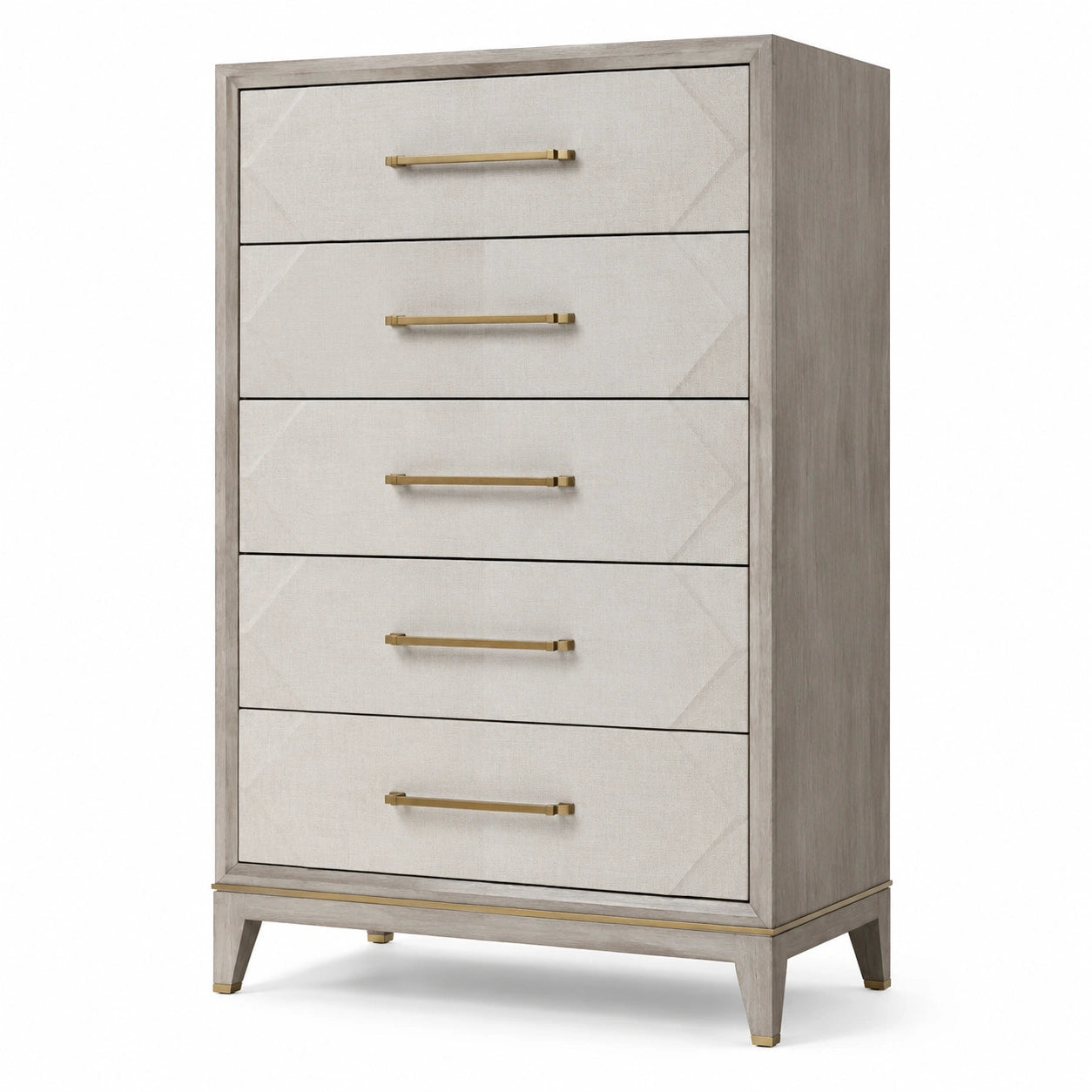 Cassettiera in Legno e Tessuto con 5 Cassetti, 120x80x45 cm, Grigio e Beige