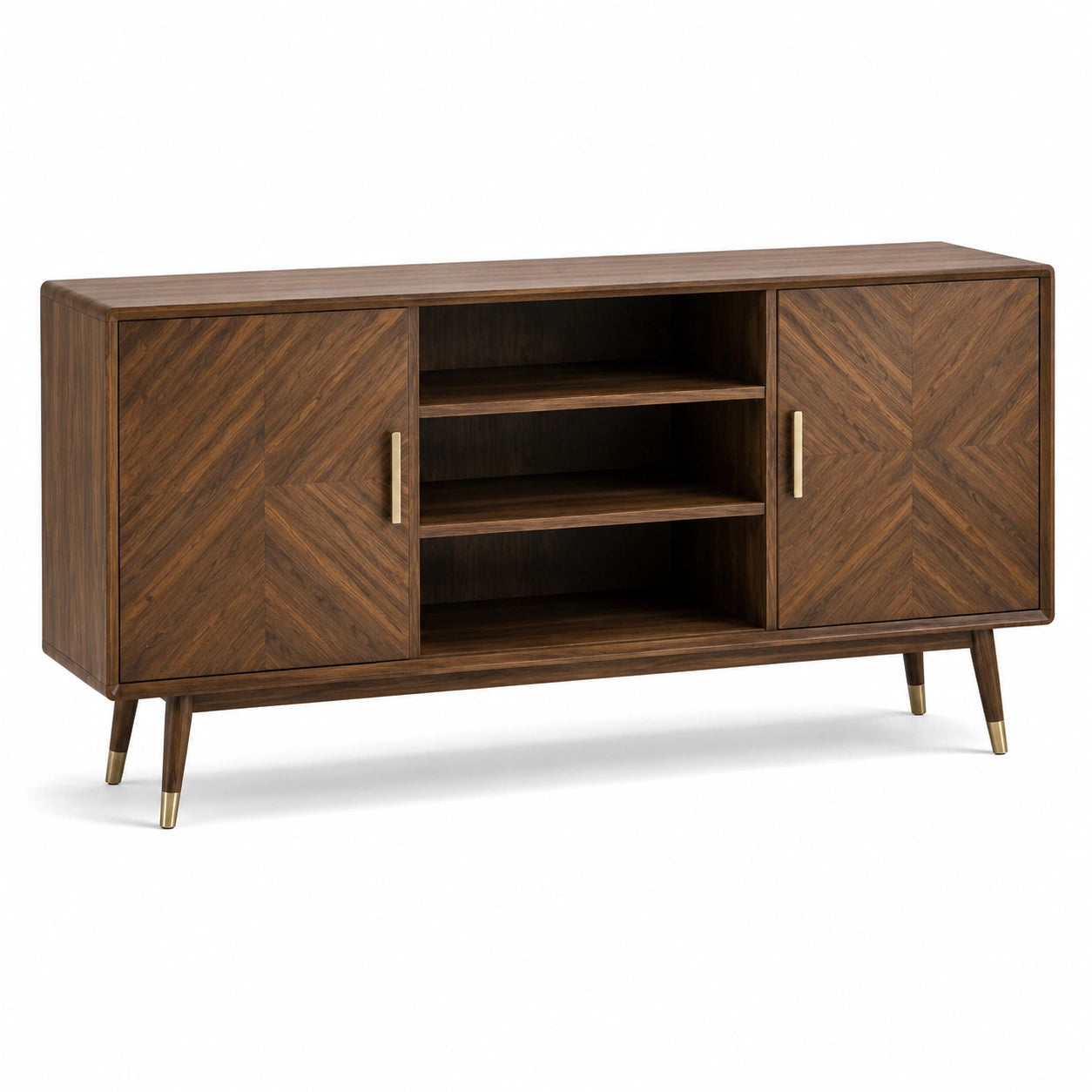 Credenza in legno con due ante e ripiani marrone