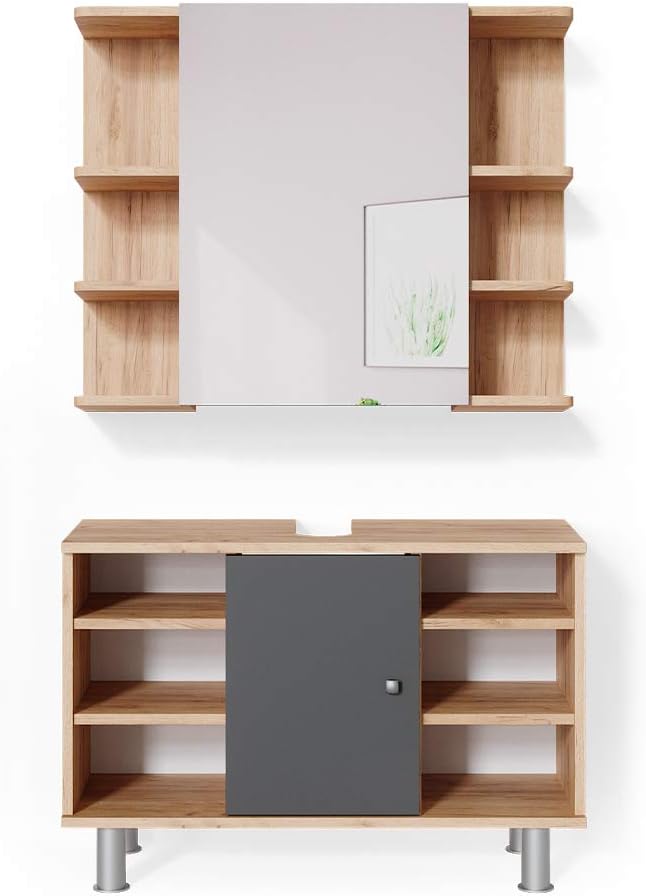 Vicco Set arredo bagno, 60 cm, Rovere dorato 60 cm