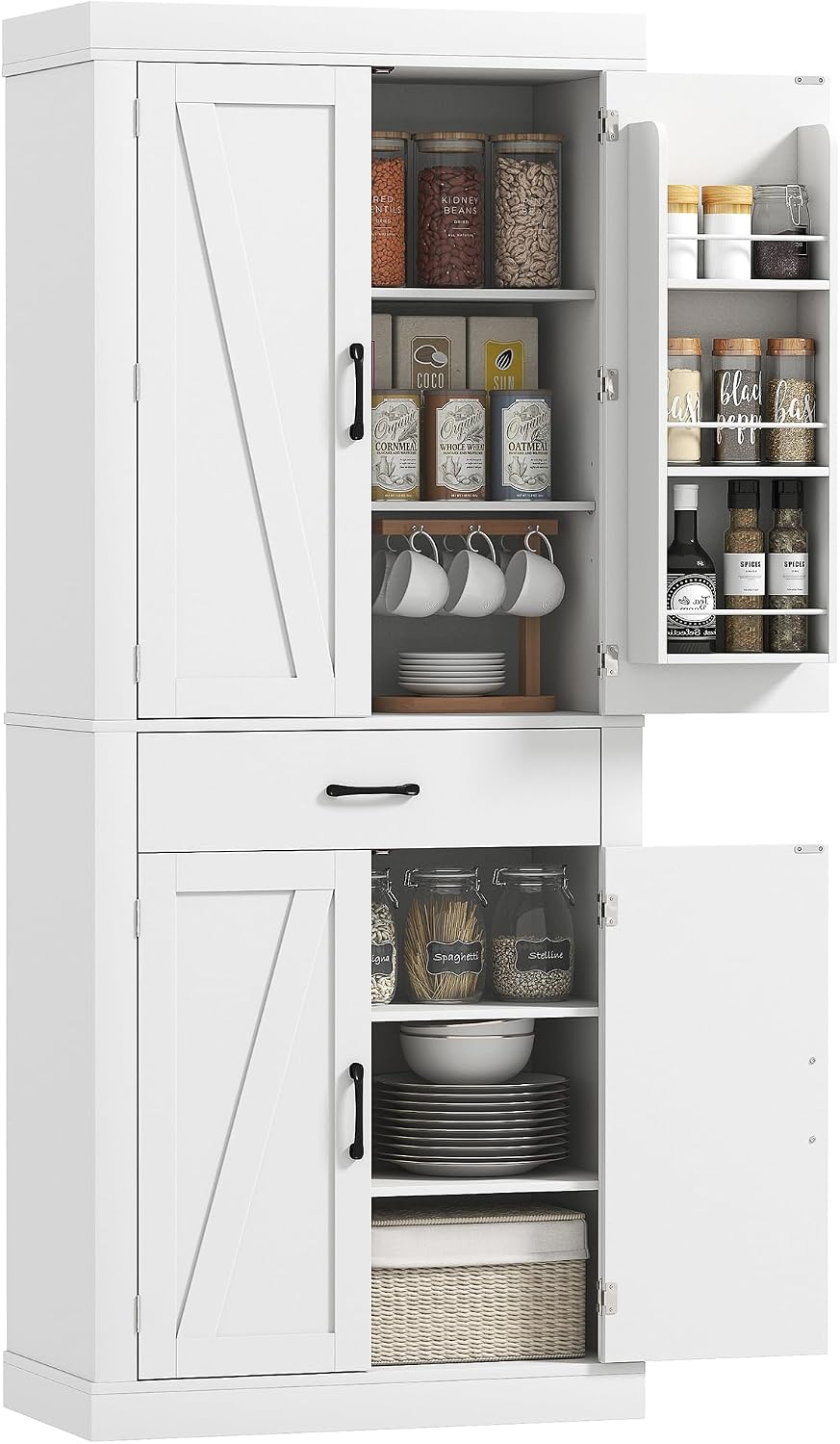 HOMCOM Credenze e buffet, 183.5 cm, bianco, per la cucina