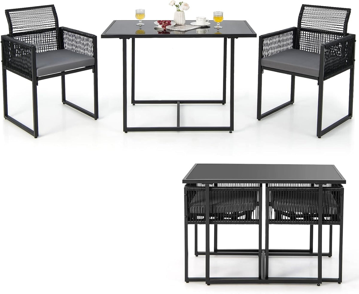 COSTWAY Set da conversazioni, 108 × 60 cm, 3 pezzi, per il giardino