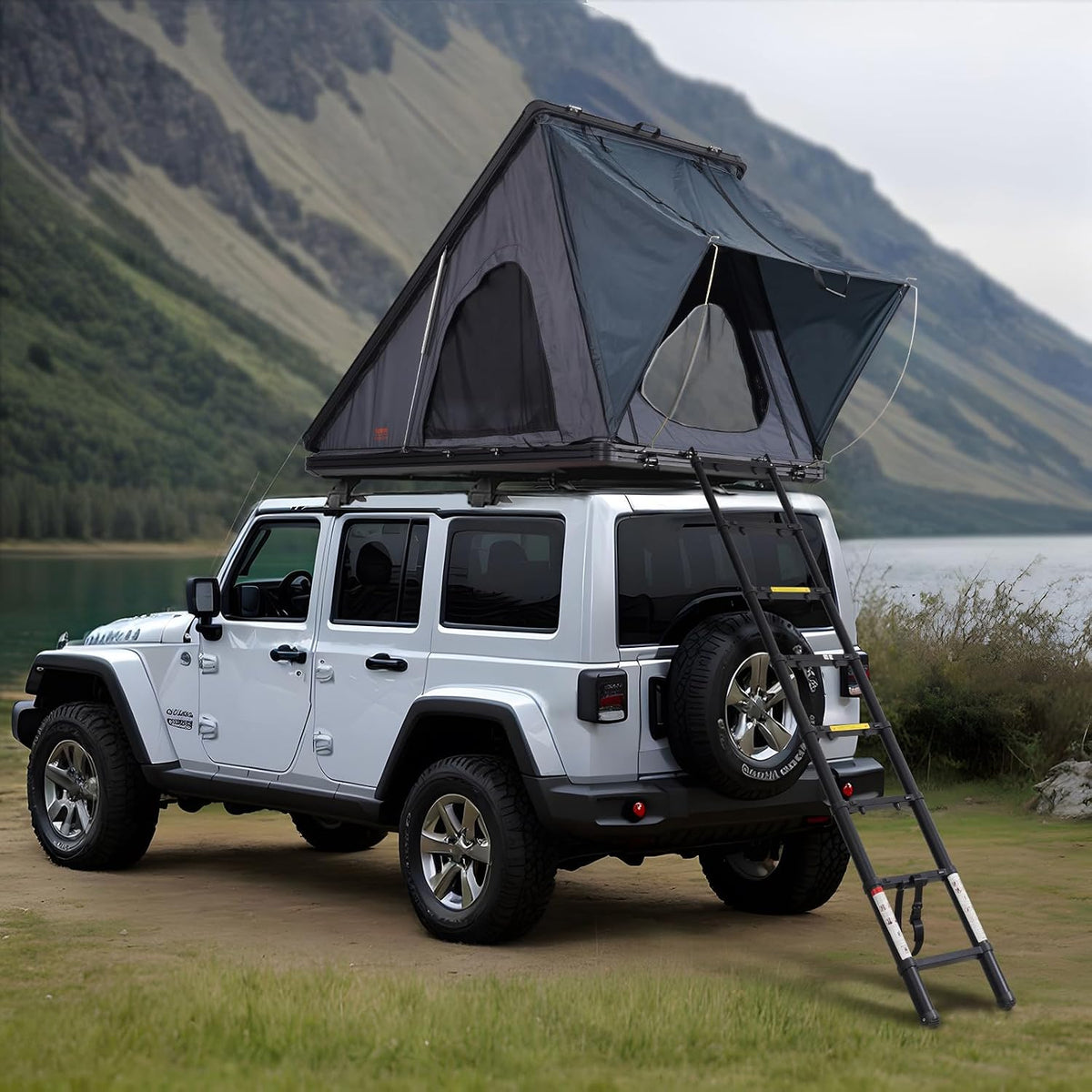 materasso, 2000MM, VEVOR, VEVOR Tenda da tetto rigida con guscio rigido, per 2-3 persone, con scala telescopica, per Jeep