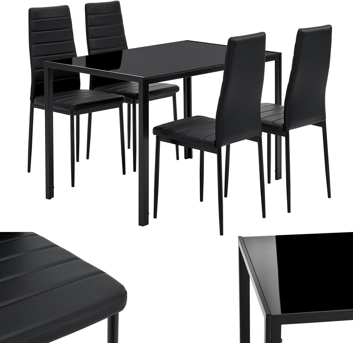 tavolo, nero, Juskys, Set da pranzo Dalya - Set con da pranzo