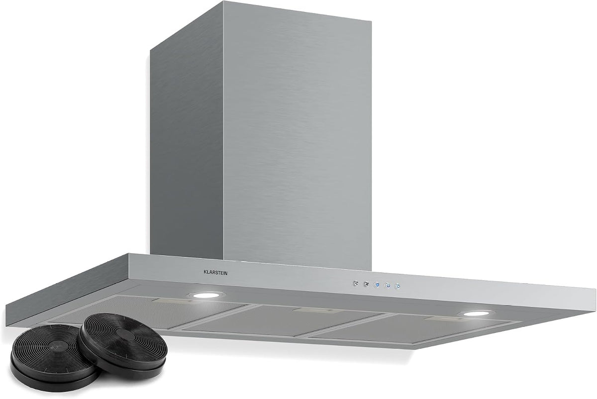 Klarstein piano cottura, 90 cm, 64 dB, con illuminazione LED, acciaio inox, per la cucina, 600 m3/h, Larghezza 90 cm
