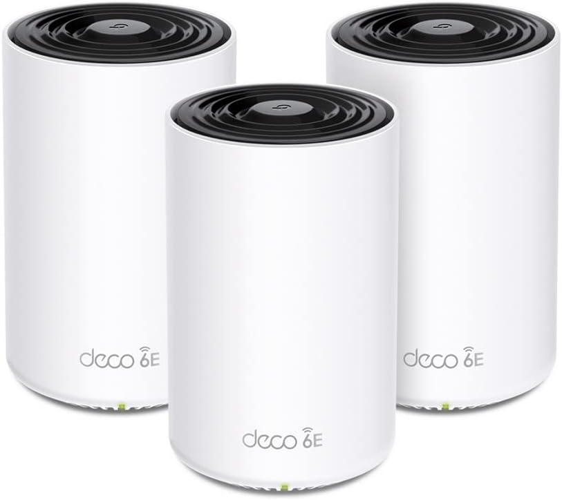 Sistemi WiFi Mesh XE75, TP-Link, TP-Link Deco XE75 (3-pack) Mesh Router AXE5400 Wi-Fi 6E Tri-Band, Per Tutta La Casa, 802.11ax 6 GHz