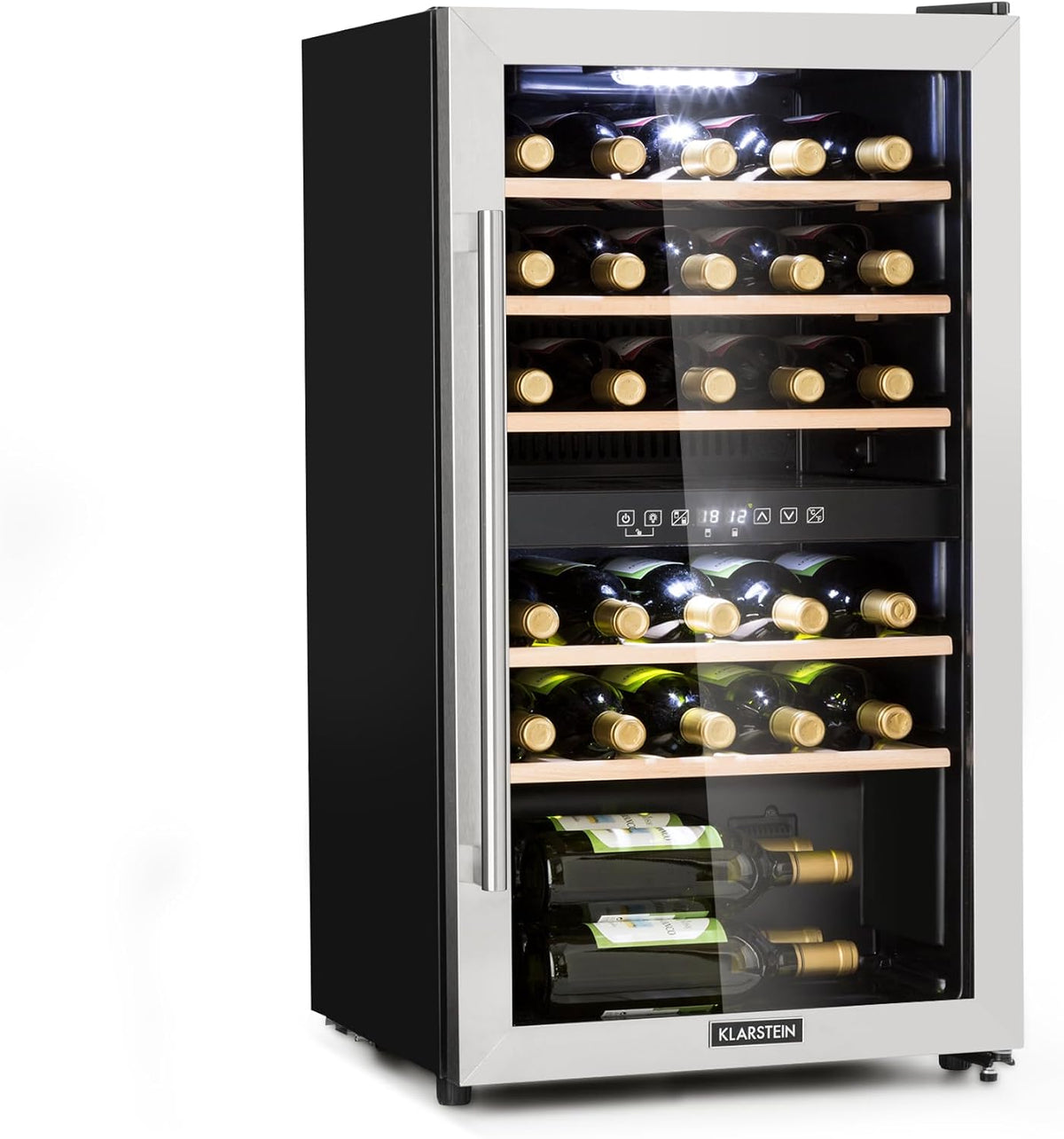KLARSTEIN cantinetta vino, 22°C, Cantinetta Vino Refrigerata a Zona Doppia per Interno/Esterni, Cantina con Vetrina, Mini Bar con Protezione UV