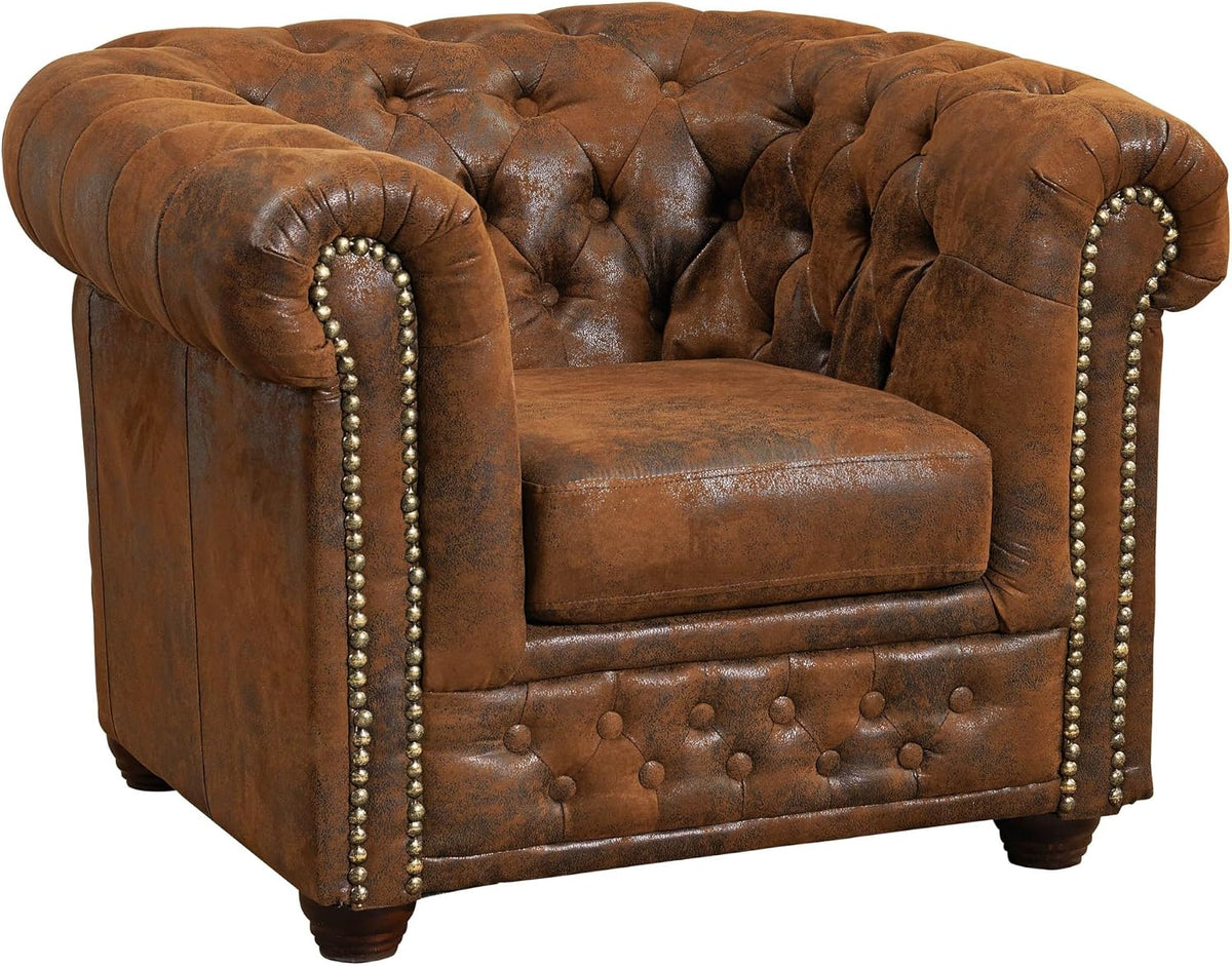 poltrona, 94 × 86 × 72 cm, marrone, MASSIVMOEBEL24.DE