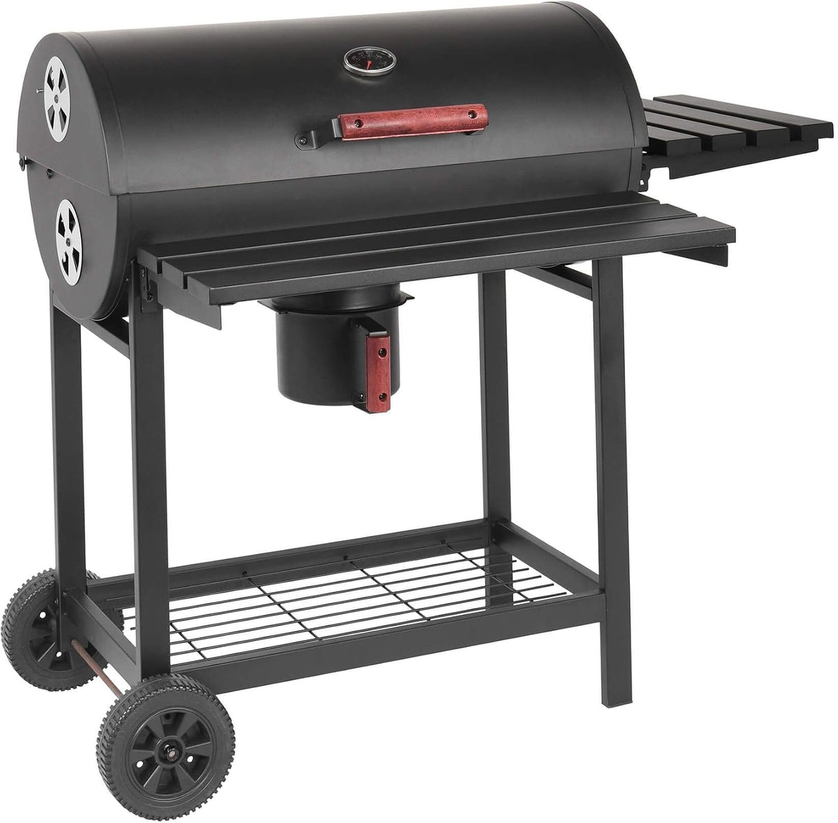 barbecue, 113 × 70 × 97,5 cm, acciaio, nero, milani home, affumicatore cottura lenta con ruote