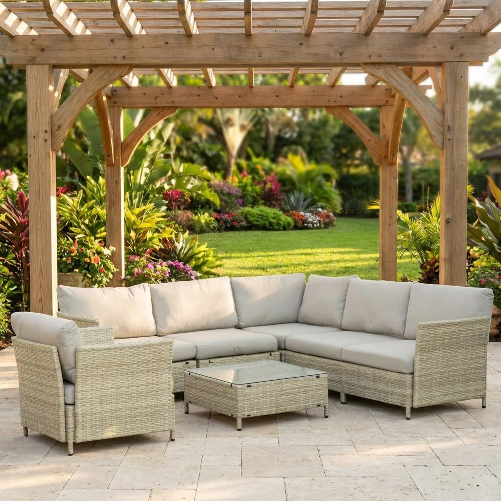 divano, 73 × 69 × 64 cm, beige, per il giardino, DecHome