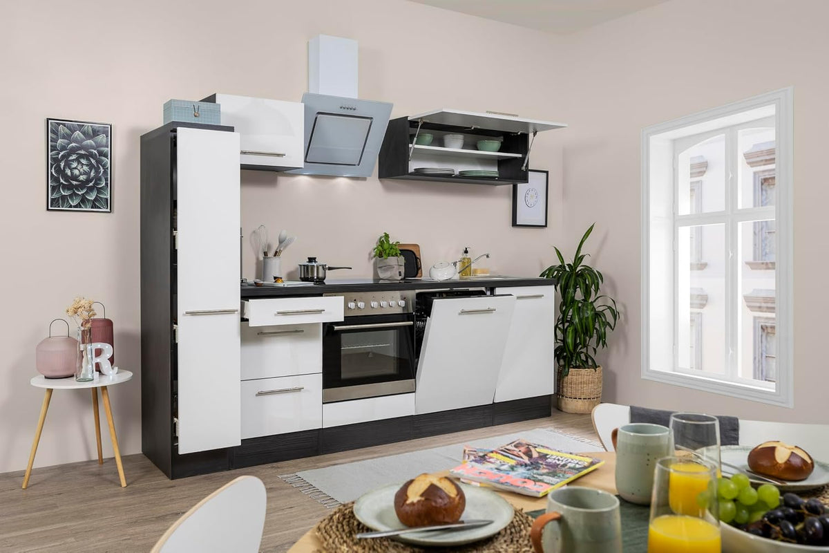 Moduli componibili, 250 cm, bianco, per la cucina, respekta, 220 cm