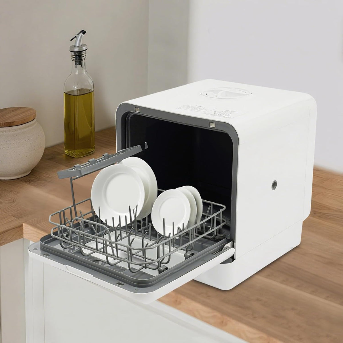 tavolo, 6 l, con illuminazione LED, vetro, ZNLLQZN, Lavastoviglie da tavolo con serbatoio dell'acqua da 6 l, lavastoviglie per 4 a 6 persone, per case