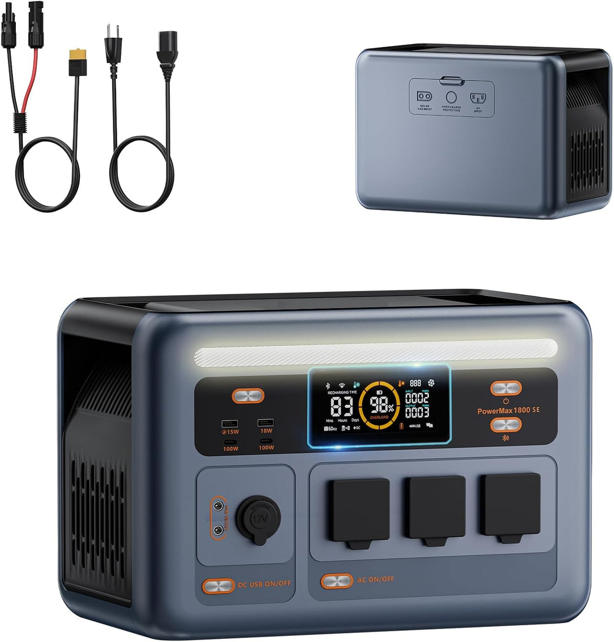 Generatori, 1800W, 1024Wh, senza fili, controllo smart, nero, Raikon, PowerMax 1800SE Centrale Elettrica Portatile, Ricarica 0-80% in 45 min