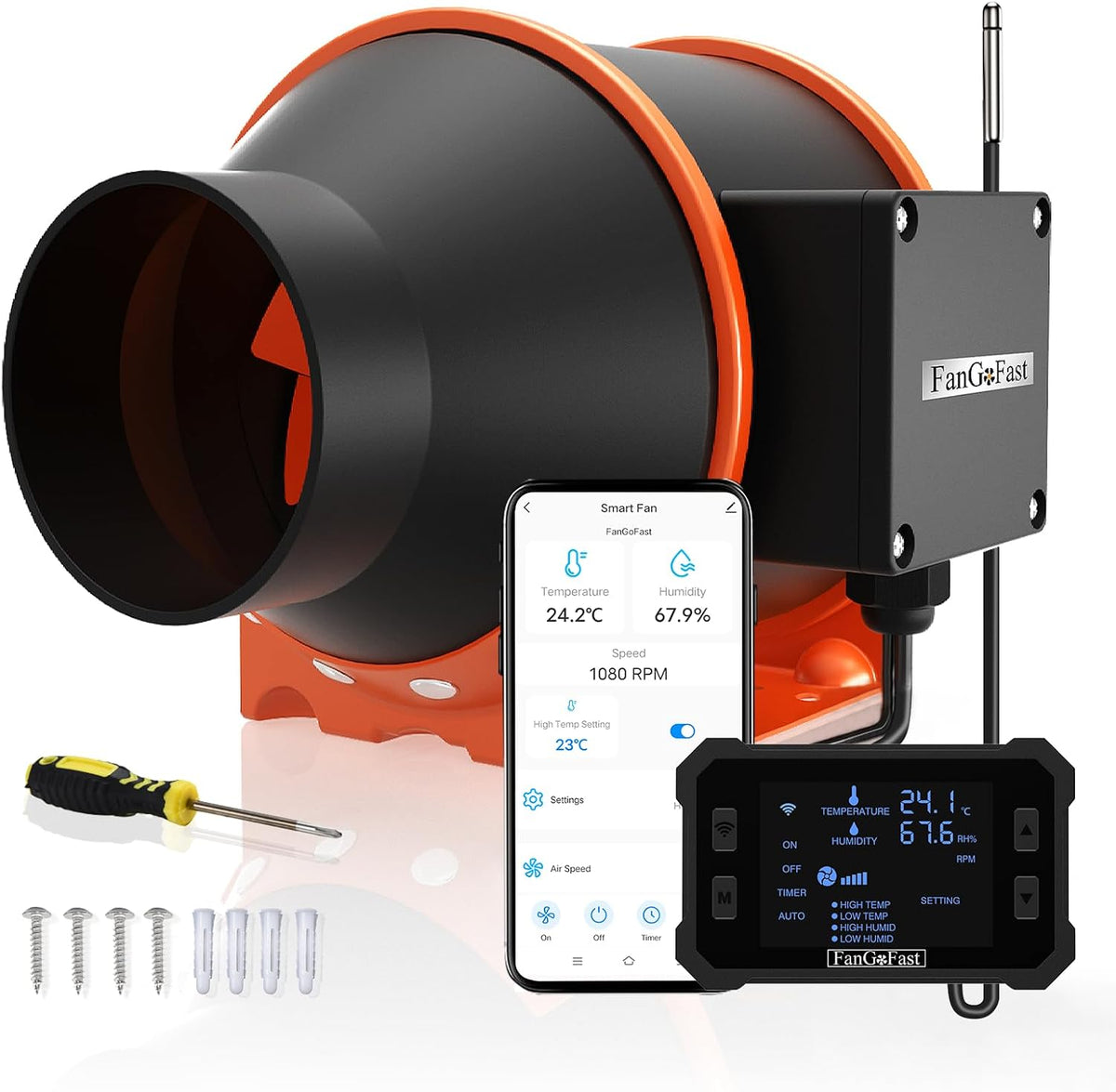 Attrezzatura per l'aerazione, 100 mm, con WiFi, controllo smart, FanGoFast, Avec controllo della temperatura e dell'umidità