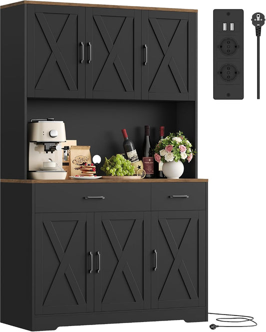 Credenze e buffet, 84 cm, per la cucina, HOCSOK, Mobile Dispensa Cucina con Presa Elettrica, 105x180