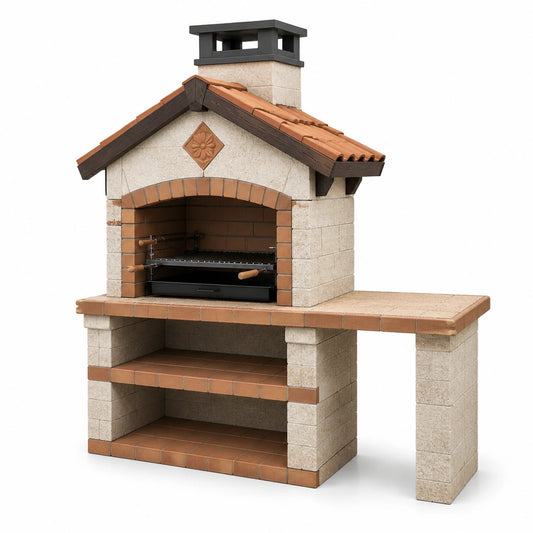 Barbecue in muratura con piano laterale in terracotta
