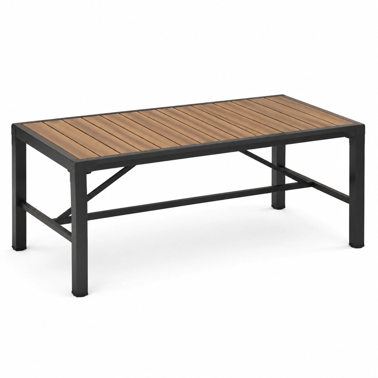 Tavolo da giardino in legno composito e acciaio nero/marrone 120x60x45 cm