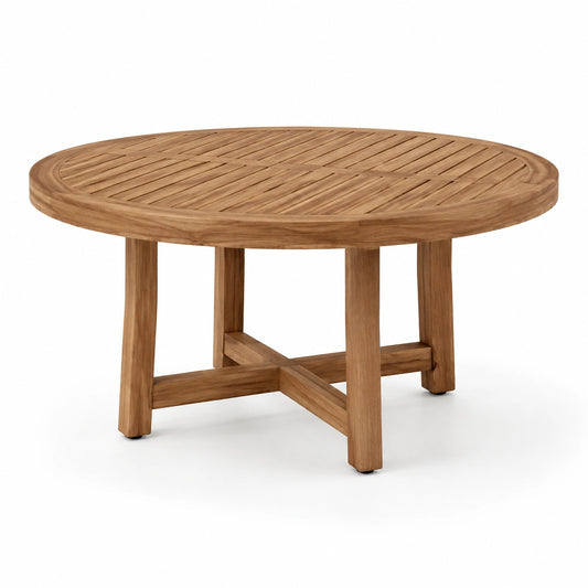 Tavolo rotondo da giardino in legno di teak