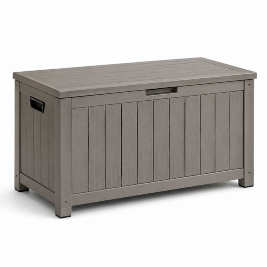 Baule da giardino in plastica grigia 120x45x60 cm