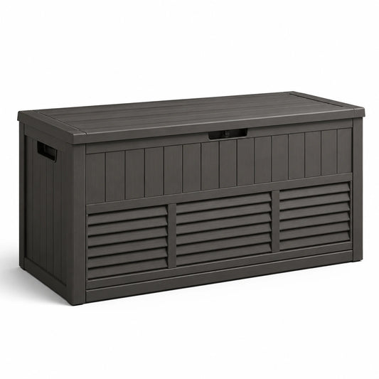 Baule da giardino in plastica marrone 120x45x60 cm