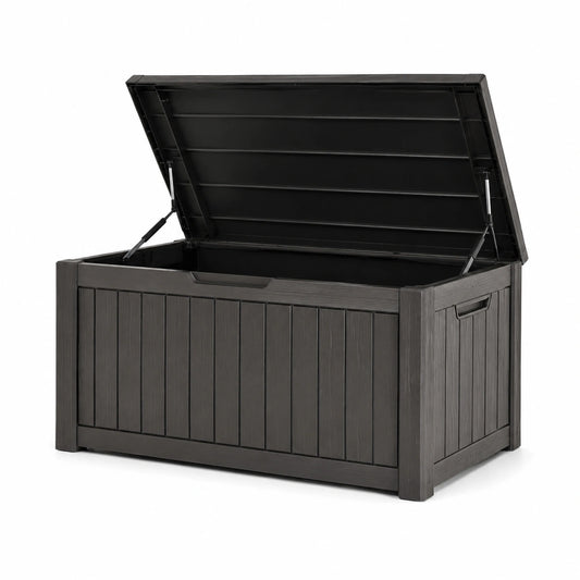 Baule da giardino in plastica 120x55x63 cm grigio scuro