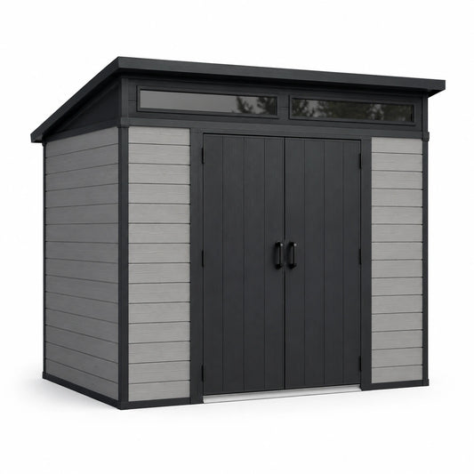 Casetta da giardino in resina 180x150x220 cm grigio e nero