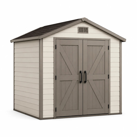 Casetta da Giardino in Plastica Beige e Grigio