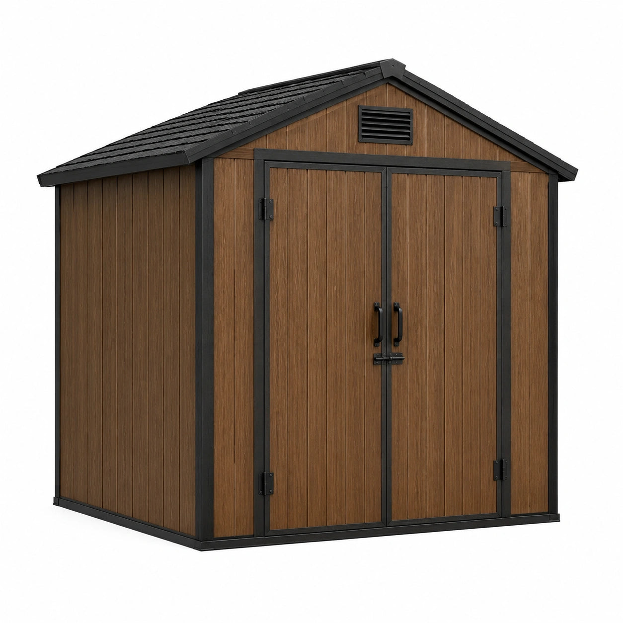 Capanno da giardino in legno composito e acciaio verniciato 190x220x215 cm marrone