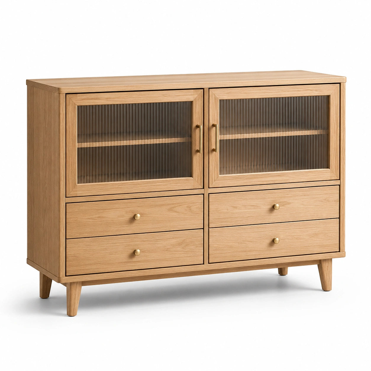 Credenza in legno e vetro ondulato 120x40x80 cm