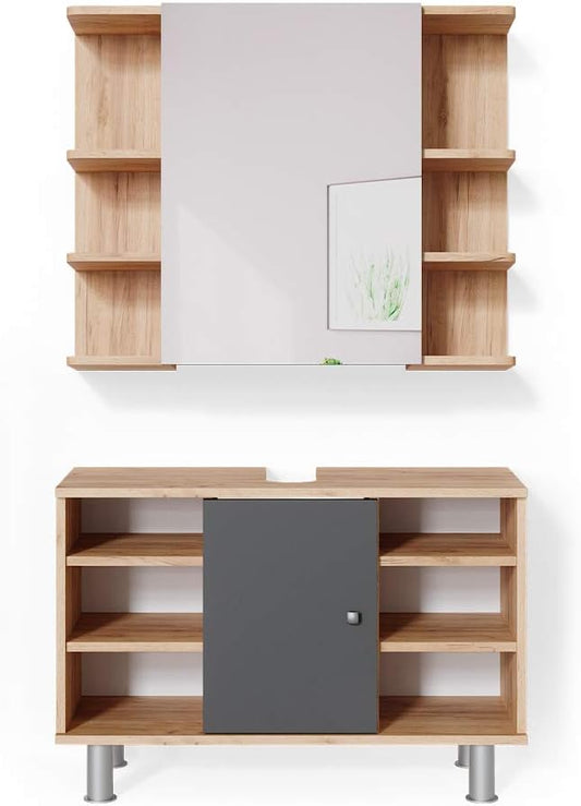 Vicco Set arredo bagno, 60 cm, Rovere dorato 60 cm