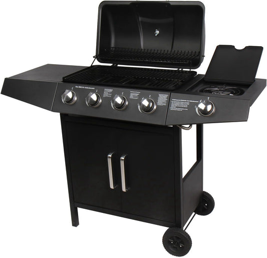 barbecue, 63 × 35 cm, BROILUCK, Barbecue a Gas 4+1 bruciatore gas Grill BBQ Gas, con Fornello Laterale
