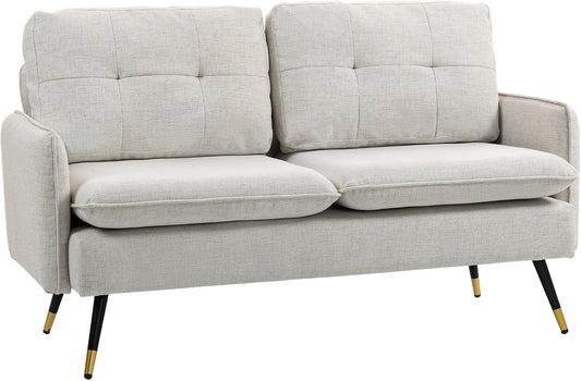 HOMCOM divano, 139 × 68 × 80 cm, 2 Posti con Braccioli e Cuscini Imbottiti 139x68x80 cm