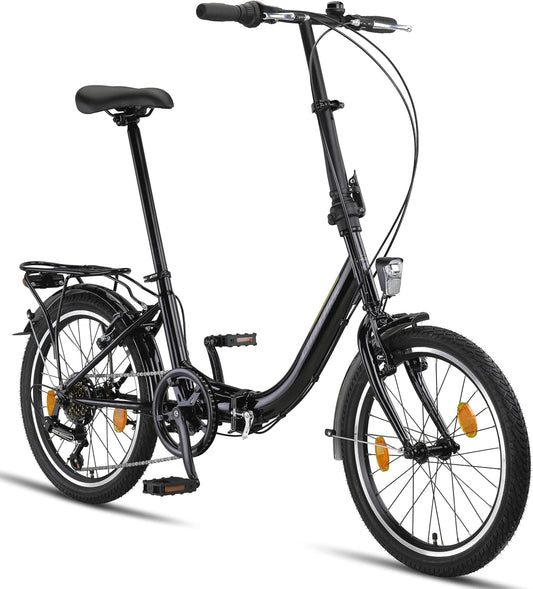 Bici pieghevoli, 20 pollici, con illuminazione LED, pieghevole, Chillaxx, cambio Shimano a 6 marce, luce a LED