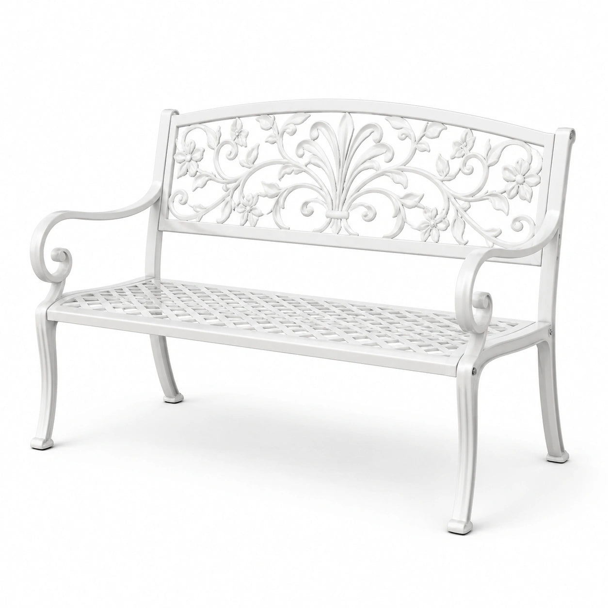 Panchina da giardino in alluminio bianco 127 cm
