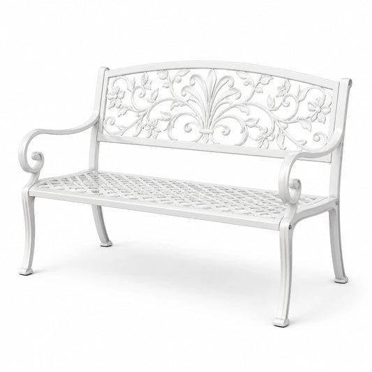 Panchina da giardino in alluminio bianco 127 cm