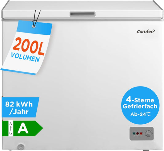 Congelatori a pozzetto RCC201WH6, 85 cm, 200L, 41 dB, regolabile, bianco, COMFEE'