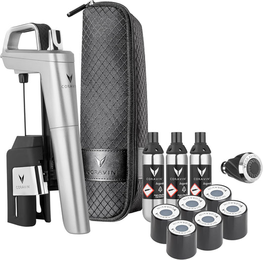 Wine Accessory Sets, CORAVIN, Timeless Six Plus Wine Preservation System (Silver)