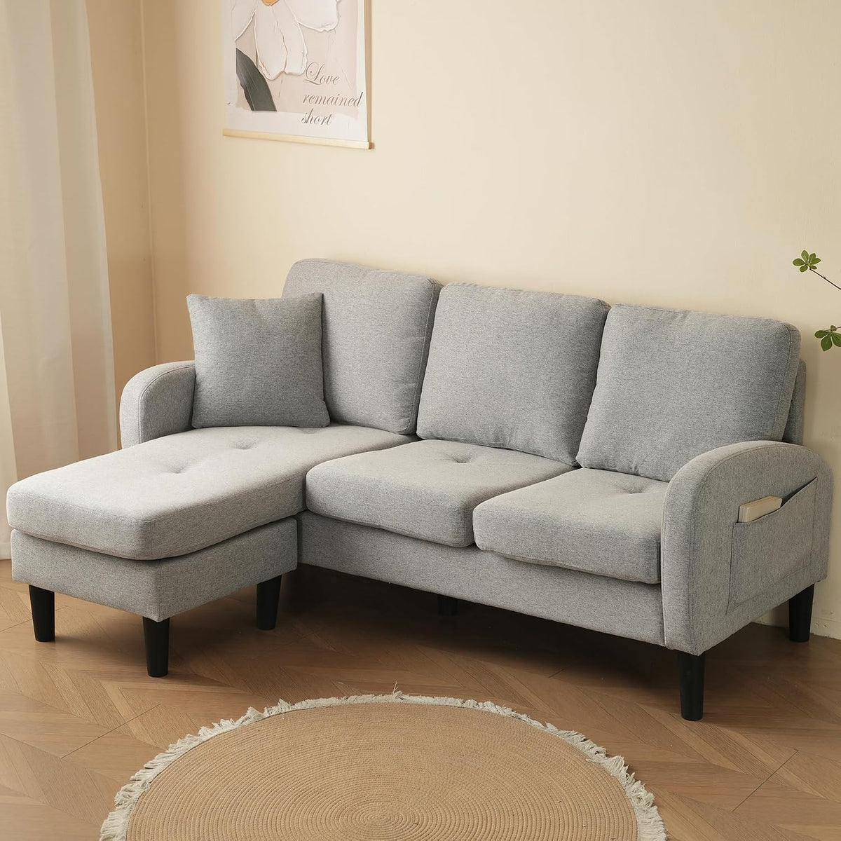divano, 166 × 118 × 77 cm, tessuto, per il soggiorno, Gelukueub, Divano angolare a forma di L con chaise longue - Divano a 3 posti, 166 x 118 x 77 cm