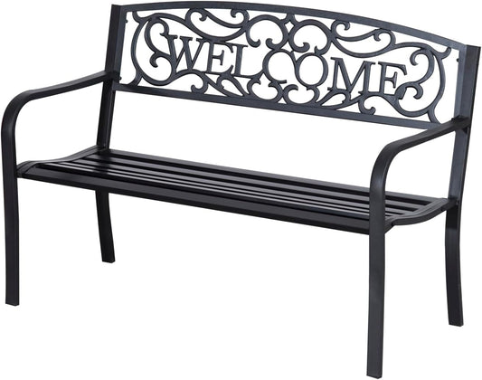 Outsunny Panche, 127 × 60 × 87cm, metallo, nero, per il giardino, 127 x 60 x 87cm