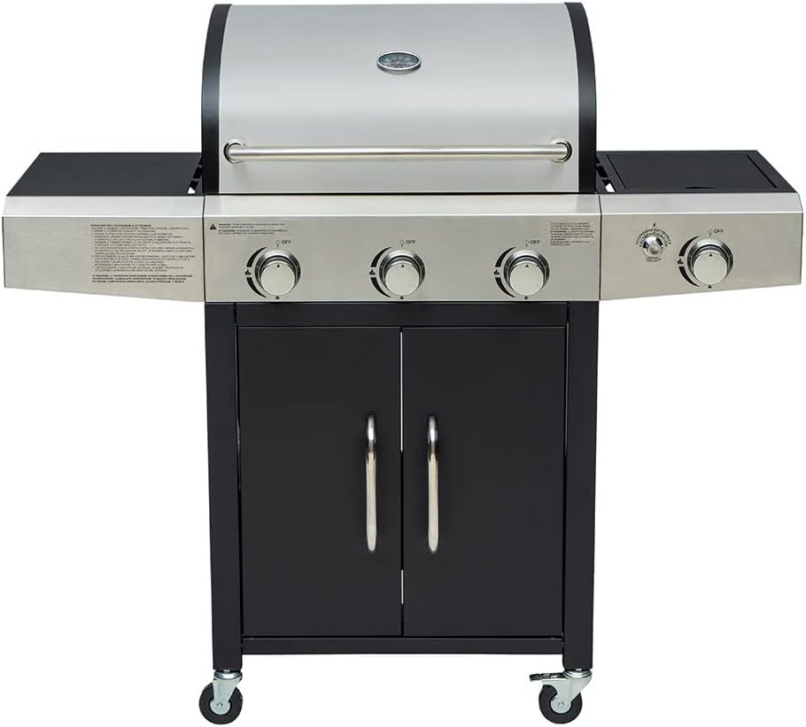 barbecue, acciaio inox, Arsard, a Gas Professionale XXL Con 4 Fuochi Multifunzione Da