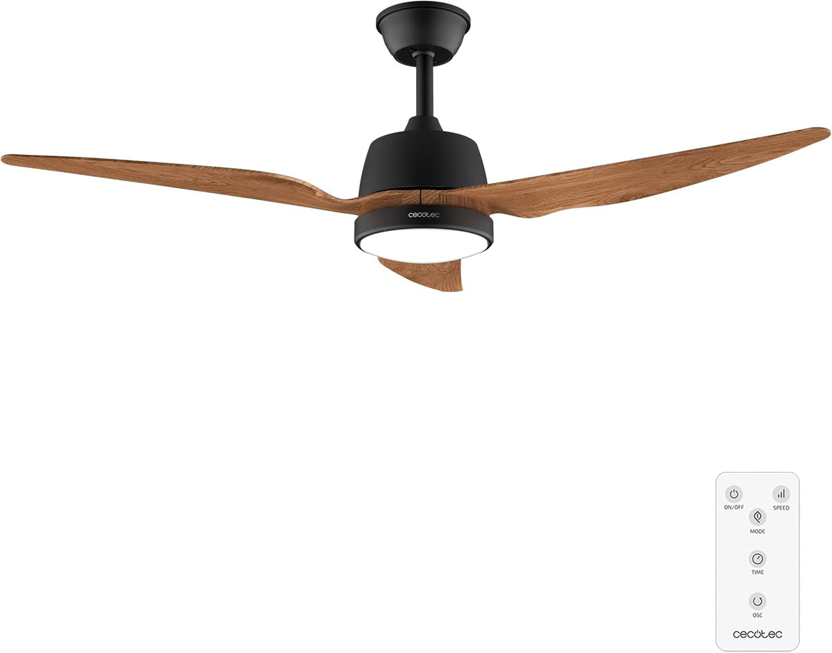 Ventilatori da soffitto, 121 cm, 62 W, 18 W, con illuminazione LED, con telecomando, Cecotec, Diametro 121 cm, Lampada LED 18 W, 3 Velocità, 3 Pale
