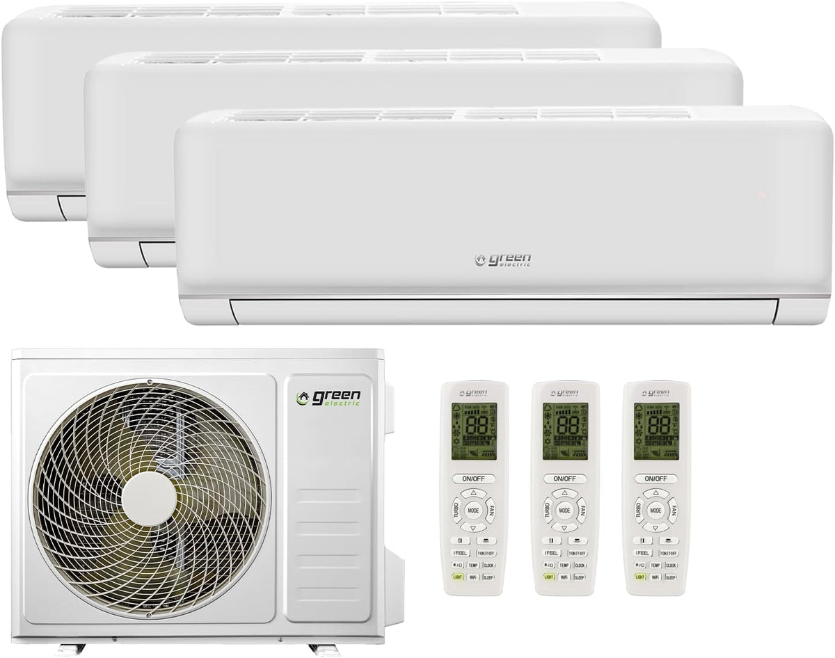 climatizzatore R32, con telecomando, GREEN ELECTRIC, Wi-Fi R32, Tre Unità Interne e 1 Unità Esterna