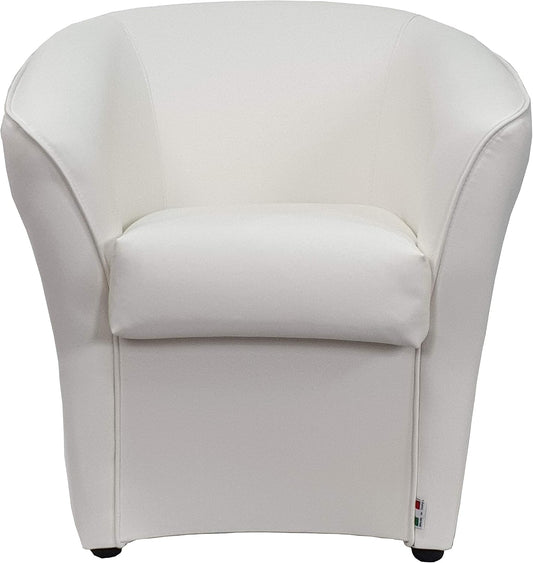 poltrona, 76 cm, pelle, bianco, Totò Piccinni