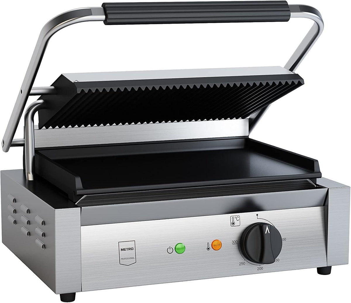Bistecchiere GPG1202, 43 × 36 × 20 cm, 3000 W, 300°C, acciaio inox, argento, METRO Professional