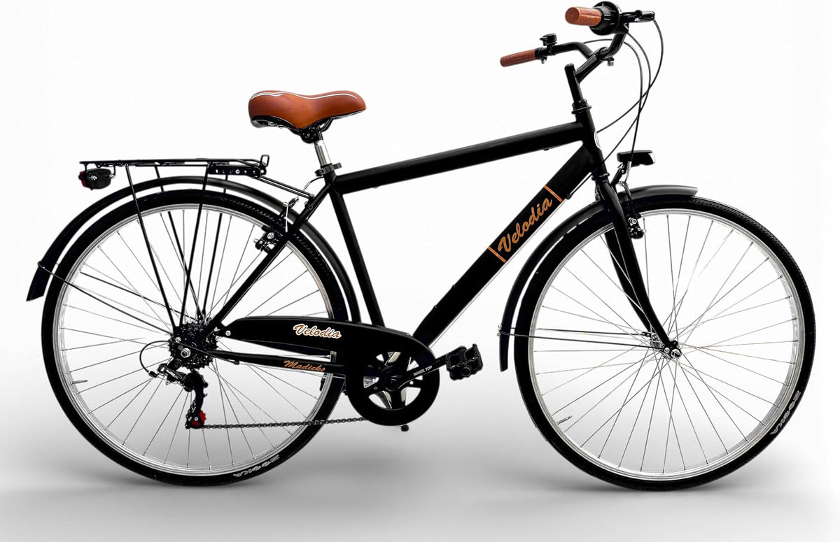 Bici da città, nero, MADICKS, Bicicletta Uomo 28' Passeggio Nero Vintage Velodia · con