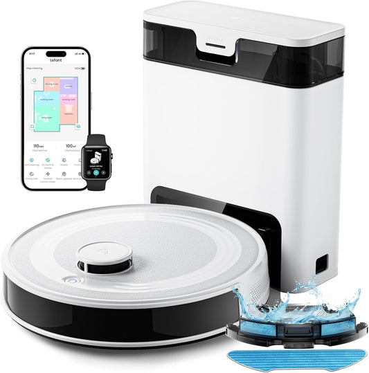 aspirapolvere, Lefant, Lefant M2 Pro Robot Aspirapolvere Lavapavimenti con Mappatura, 6000Pa