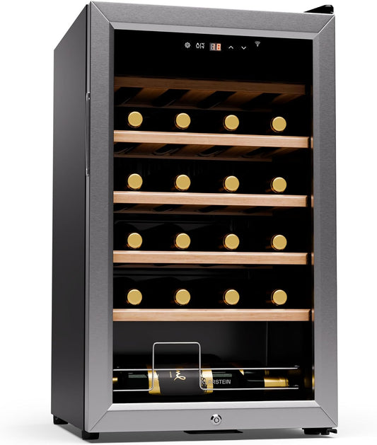 KLARSTEIN cantinetta vino, con illuminazione LED, con WiFi, regolabile, KLARSTEIN Shiraz Premium Smart 24 - Frigorifero per vini, 24 bottiglie