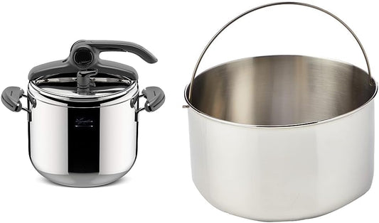 Pentole a pressione, 22 Cm, 7 L, acciaio inox, Lagostina, Acciaio Inox 18/10, 22 Cm & Accessorio Per Pentola A Pressione Cestello Cuocivapore
