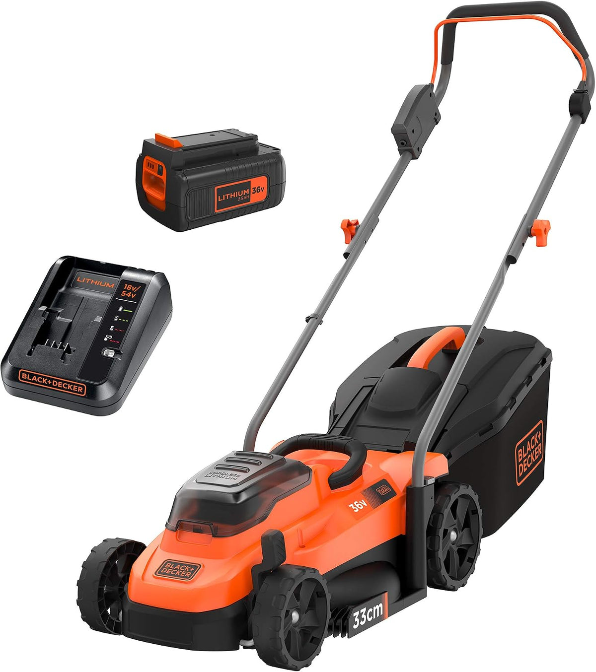 BLACK+DECKER BCMW3336L1-QW Tagliaerba con lama rotante, 33cm, 36V, senza fili, 5AH IN DOTAZIONE - 33cm scocca - CESTO 35 LT BCMW3336L1-QW
