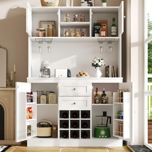 scaffale, 120 × 40 × 188 cm, con cassetti, con ripiani, bianco, per la cucina, Ligterra, 120 x 40 x 188 cm